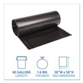  | Boardwalk X7658XKKR01 38 in. x 58 in. 60 gal. 1.6 mil Recycled Low-Density Polyethylene Can Liners - Black (100/Carton) image number 3