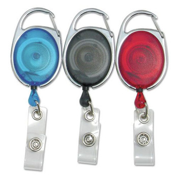 LABEL AND BADGE HOLDERS | SICURIX BAU68769 30 in. Extension Quick Clip Card Reels - Blue/Red/Smoke (3/Pack)