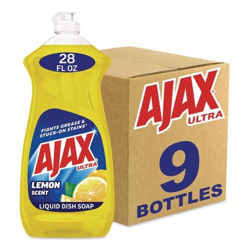 Dish Soaps | Ajax 144673 28 oz. Bottle Dish Detergent - Lemon Scent (9/Carton) image number 0