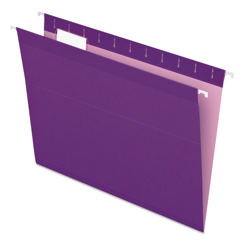File Folders | Pendaflex 04152 1/5 VIO 1/5-Cut Tabs Letter Size Colored Reinforced Hanging Folders - Violet (25/Box) image number 0