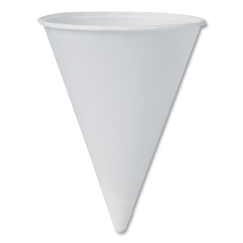 SOLO 42R-2050 4.25 oz. Paper Rolled Rim Cone Water Cups - White (25/Carton)