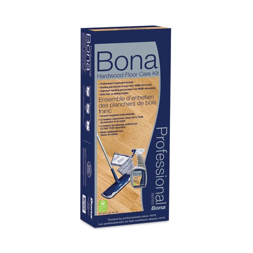 Mops | Bona WM710013398 15 in. Wide Microfiber Head 52 in. Steel Handle Hardwood Floor Care Kit - Blue Handle image number 0