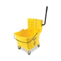 Mop Buckets | Boardwalk BWK2635COMBOYEL 8.75 gal. Pro-Pac Side-Squeeze Wringer/Bucket Combo - Yellow/Silver image number 0