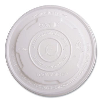 Eco-Products EP-ECOLID-SPL 12 oz./16 oz./32 oz. World Art PLA-Laminated Plastic Soup Container Lids - White (500/Carton)