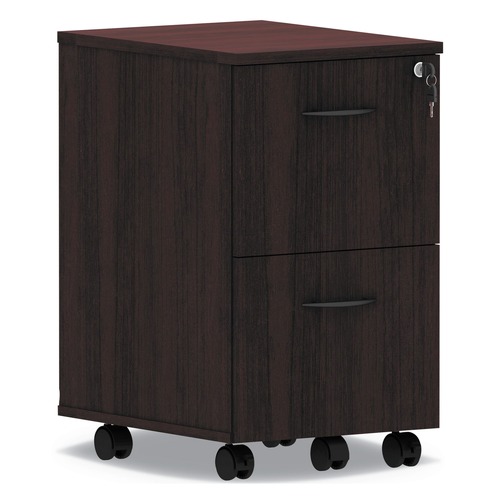 Office Carts & Stands | Alera ALEVA582816MY 15.38 in. x 20 in. x 26.63 in. Valencia Series 2-Drawer Mobile Pedestal - Mahogany image number 0