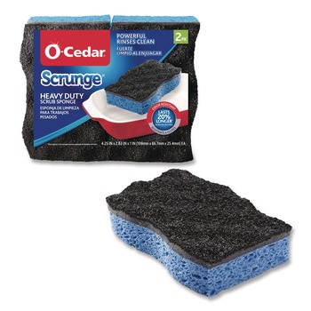 SPONGES AND SCRUBBERS | O-Cedar 148377 2.63 in. x 4.25 in. x 1 in. Scrunge Heavy-Duty Sponge - Black/Blue (8 Packs/Carton)