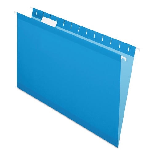 File Folders | Pendaflex 04153 1/5 BLU 1/5-Cut Tabs Legal Size Colored Reinforced Hanging Folders - Blue (25/Box) image number 0