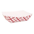 Food Trays, Containers, and Lids | SCT SCH 0413 1 lbs. Capacity Paper Food Baskets - Red/White (1000/Carton) image number 0