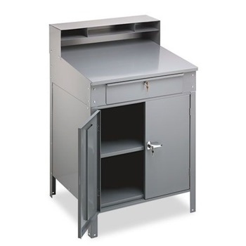 Tennsco SR-58 34.5 in. x 29 in. x 53 in. Steel Cabinet Shop Desk - Medium Gray