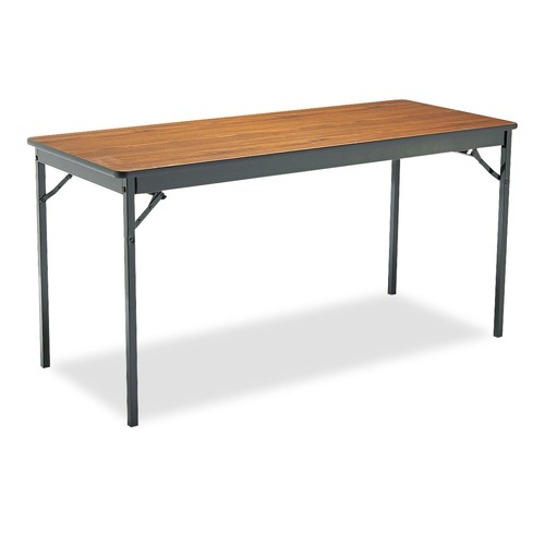 Folding Tables | Barricks CL2460WA 60 in. x 24 in. x 30 in. Rectangular Special Size Folding Table - Walnut/Black image number 0