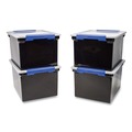 Boxes & Bins | Storex 61543U04C 13.9 in. x 18.3 in. x 10.6 in. Legal/Letter Tote with Locking Handles - Black/Silver/Blue (4/Carton) image number 2