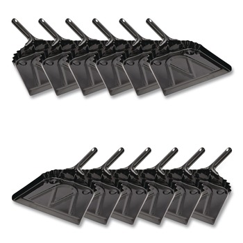 Boardwalk 528147 12 in. x 14 in. 20-Gauge Steel Dust Pan with 5 in. Handle - Black (12/Carton)