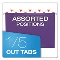 File Folders | Pendaflex 04152 1/5 VIO 1/5-Cut Tabs Letter Size Colored Reinforced Hanging Folders - Violet (25/Box) image number 3