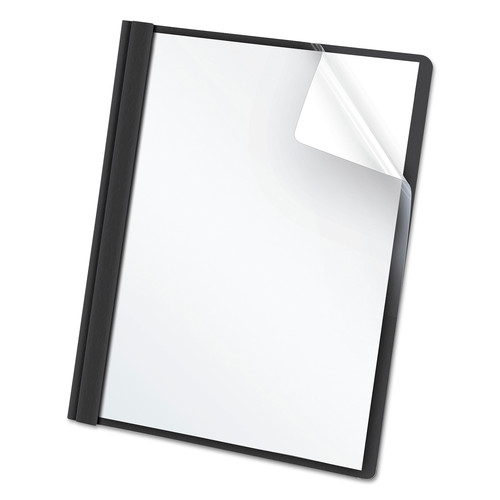 File Folders | Oxford 55806EE 8.5 in. x 11 in. 0.5 in. Capacity Standard Grade Report Cover - Clear/Black (25/Box) image number 0
