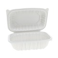 Food Trays, Containers, and Lids | Pactiv Corp. YCNW0205 9 x 6 x 3.1 EarthChoice Vented Microwavable MFPP Plastic Hinged Lid Container - White (170/Carton) image number 4