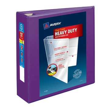 Avery 79810 3 One Touch EZD Rings 3 in. Capacity 11 in. x 8.5 in. Heavy-Duty View Binder with DuraHinge - Purple (4/Carton)