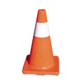Floor Signs & Safety Signs | Tatco 25500 10 in. x 10 in. x 18 in. Traffic Cone - Orange/Silver image number 1