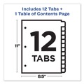 Just Launched | Avery 11140 Ready Index 11 in. x 8.5 in. 12-Tab Customizable TOC 1 to 12 Tab Dividers - Black/White (1-Set) image number 3