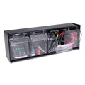 Boxes & Bins | Deflecto 20404OP 23.63 in. x 6.63 in. x 8.13 in. 4 Sections Tilt Bin Interlocking Multi-Bin Storage Organizer - Black/Clear image number 2