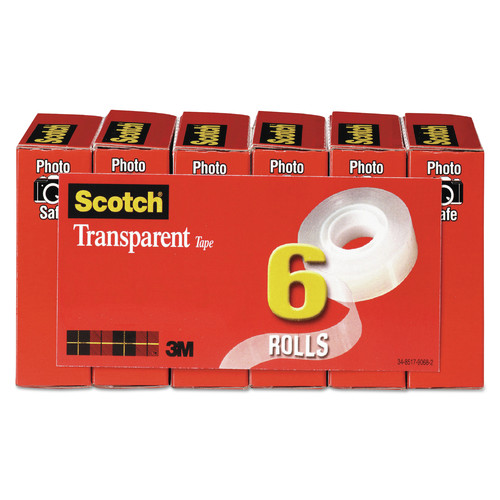 Back to School Sale | Scotch 600-6PK 0.75 in. x 36 yds 1 in. Core Tape - Transparent (6/Pack) image number 0