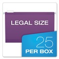 File Folders | Pendaflex 04153 1/5 VIO 1/5-Cut Tabs Colored Reinforced Hanging Legal Folders - Violet (25/Box) image number 3