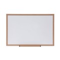 White Boards | Universal UNV43619 36 in. x 24 in. Deluxe Melamine Dry Erase Board - Melamine White Surface, Oak Fiberboard Frame image number 0