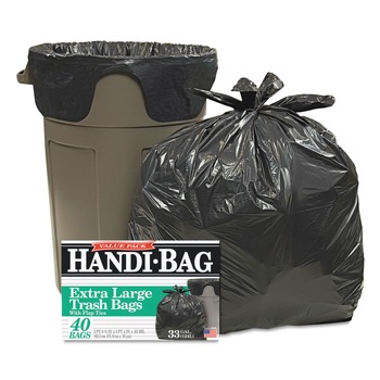  | Handi-Bag 1516912 32.5 in. x 40 in. 0.65 mil 33 gallon Super Value Pack Can Liners - Black (40/Box)