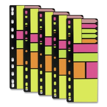 PAPER AND PRINTABLES | Redi-Tag B10249 Mixed Ring-Binder-Insertable Note Pad and Page Flag Set - Assorted Sizes and Colors (5/Pack)