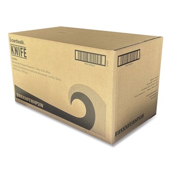 CUTLERY | Boardwalk BWKKNIFEWHPSIW Heavyweight Wrapped Polystyrene Knife Cutlery - White (1000/Carton)