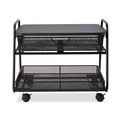 Office Carts & Stands | Safco 5208BL 21 in. x 16 in. x 17.5 in. 1 Shelf 1 Drawer 1 Bin 100 lbs. Capacity Onyx Under Desk Metal Machine Stand - Black image number 1