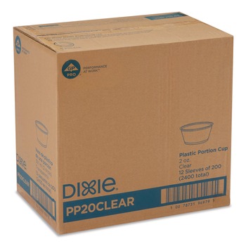 Dixie PP20CLEAR Plastic Souffle/Portion Cups 2 oz Clear 200/Sleeve 12 Sleeves/Carton