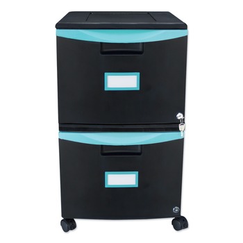 Storex 61315U01C 2 Legal/letter-Size File Drawers 14.75 in. x 18.25 in. x 26 in. Two-Drawer Mobile Filing Cabinet - Black/Teal