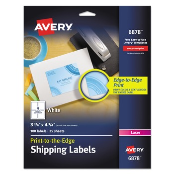 Avery 06878 3.75 in. x 4.75 in. Vibrant Laser Color-Print Labels with Sure Feed - White (100/Pack)