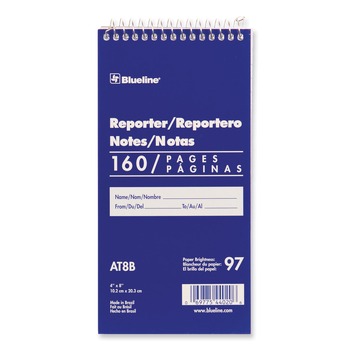 Blueline AT8B 4 in. x 8 in. Medium/College Rule Reporters Note Pad - Blue Cover/80 White Sheets