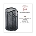 Back to School Sale | Universal UNV20019 4.13 in. Diameter x 6 in. Height 3-Compartment Metal Mesh Pencil Cup - Black image number 5