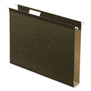 Pendaflex 04152X1 1 in. Extra Capacity 1/5-Cut Tabs Reinforced Hanging Letter File Folders with Box Bottom - Green (25/Box)