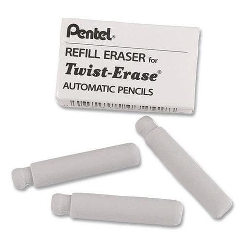 Pens | Pentel E10 Cylindrical Rod Eraser Refills for Pentel Side FX and Twist-Erase Pencils - White (3/Pack) image number 0