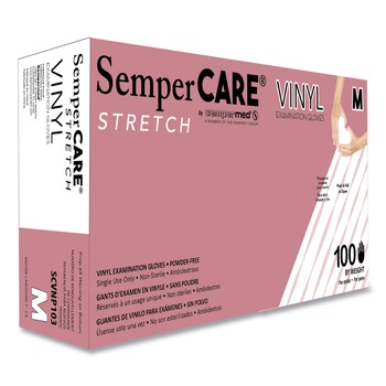  | SemperCare SCVNP103 Stretch Vinyl Examination Gloves - Medium, Cream (1000/Carton)