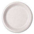 Bowls and Plates | Vegware WHBRG-09 9 in. Molded Fiber Compostable Tableware Plate - White (500/Carton) image number 0