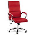 Alera | Alera ALENR4139 Neratoli Series 17.32 in. to 21.25 in. Seat Height Up to 275 lbs. High-Back Slim Faux Leather Profile Chair - Red Seat/Back, Chrome image number 1
