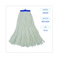 Mops | Boardwalk BWK716RCT 16 oz. Cut-End Lie-Flat Rayon Wet Mop Head - White (12/Carton) image number 8