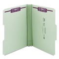 File Folders | Smead 19944 3 in. Expansion Recycled Pressboard 1/3-Cut Tab Fastener Folders with Two SafeSHIELD Fasteners - Legal Size/Gray-Green (25/Box) image number 0