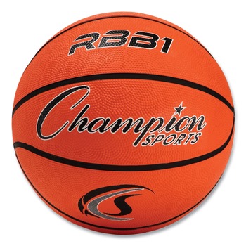 Champion Sports RBB1 No. 7 Official Size Rubber Sports Ball For Basketball - Orange