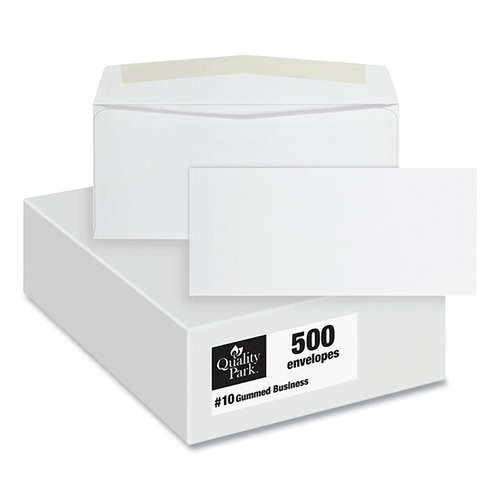 Envelopes & Mailers | Quality Park QUA90020 24 lbs. Bond Weight Paper 4.13 in. x 9.5 in. #10 Commercial Flap Side Seam Gummed Closure Business Envelope - White (500/Box) image number 0