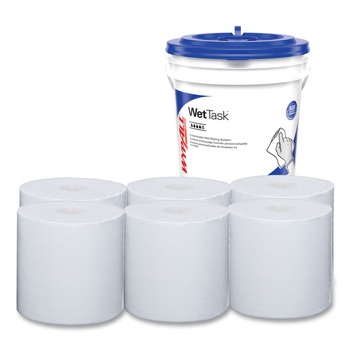 WypAll 06411 WetTask Customizable Wet Wiping System Critical Clean Wipers for Bleach/Disinfectants/Sanitizers with Bucket (540/Carton)