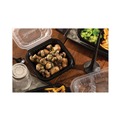 Food Trays, Containers, and Lids | Pactiv Corp. DC757100B000 28 oz 7.5 x 7.5 x 3 EarthChoice Vented Dual Color Microwavable Plastic Hinged Lid Container - Black/Clear (150/Carton) image number 3