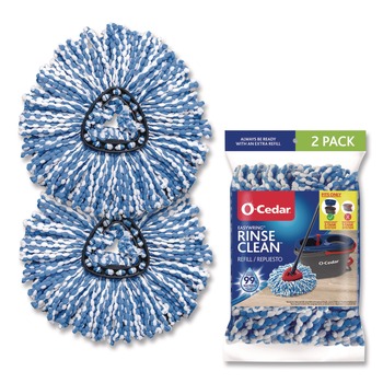 O-Cedar 172092CT Rinse Clean Microfiber Refill Custom Size for Rinse Clean Mop System - Blue/White (6 Packs/Carton)