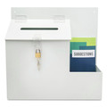 Desktop Organizers | Deflecto 79803 13.75 x 3.63 x 13.94 Plastic Suggestion Box Literature Holder with Locking Top - White image number 1