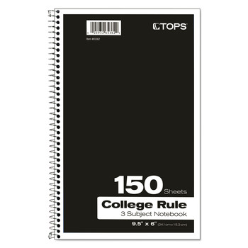 NOTEBOOKS AND PADS | Oxford 65362 9.5 in. x 6 in. Sheets 3-Subject Medium/College Rule Coil-Lock Wirebound Notebook - Randomly Assorted Cover Color