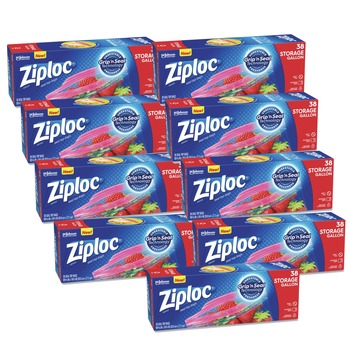  | Ziploc 383233 10.56 in. x 10.75 in. Gallon Triple System Seal Double Zipper Storage Bags - Clear (38 Bags/Box, 9 Boxes/Carton)